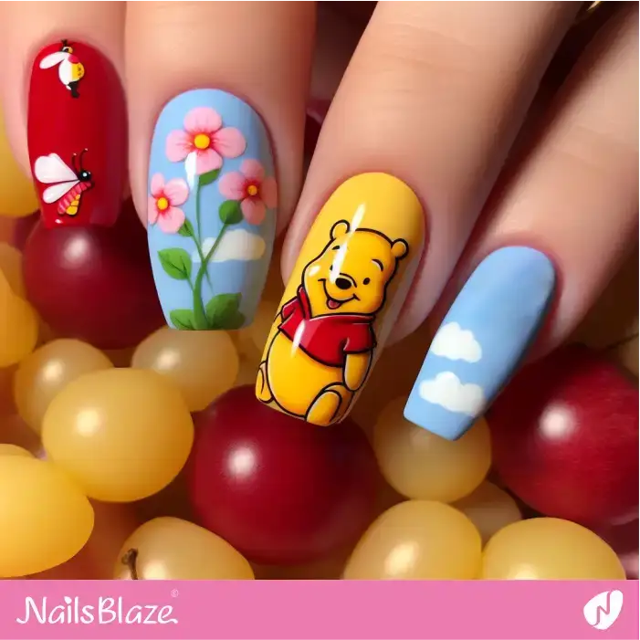 Winnie the Pooh and Bees Nails Design | Cartoon Nails - NB2881